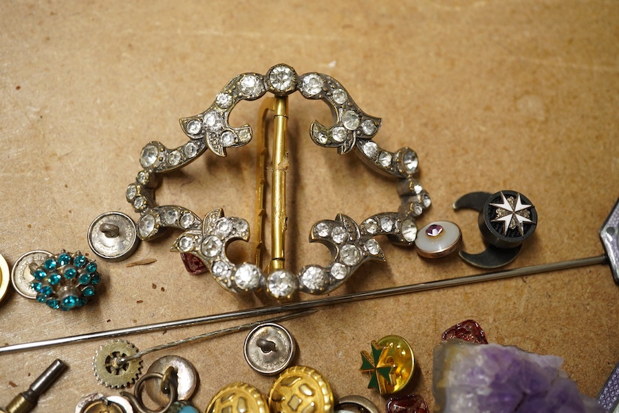 Set of six art nouveau silver buttons , Levi and Salaman and other buttons, links and enamel set